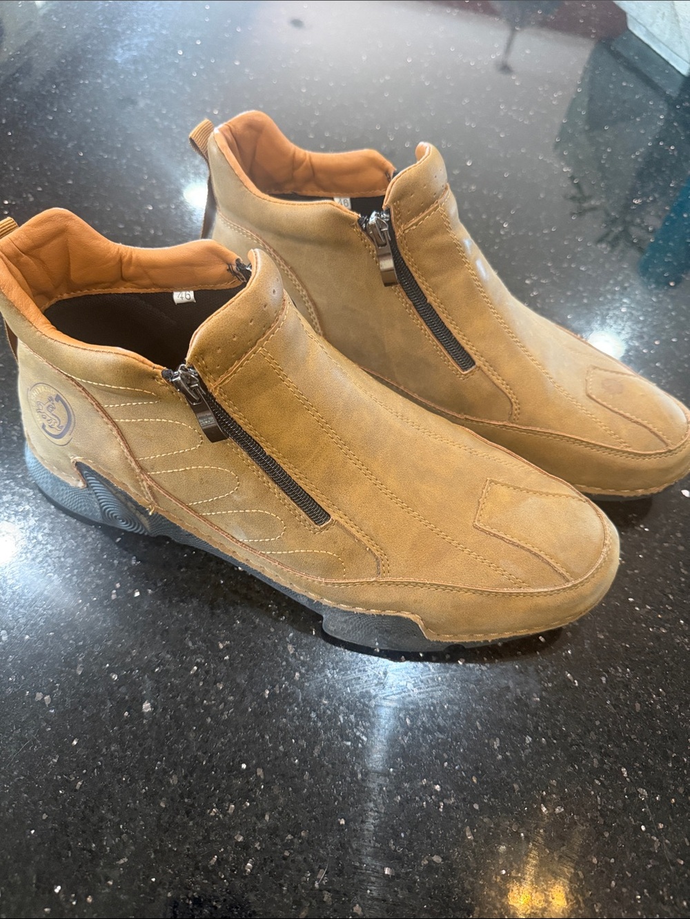Men's Zip-Front brown Casual Slip-On Shoes in Tan